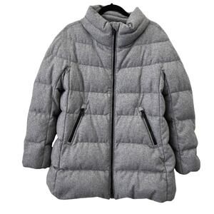 Aether Gray Wool Blend Chelsea Goose Down Puffer Coat Size M